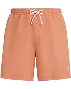 Brunello Cucinelli Embroidered Logo Swim Shorts - Orange