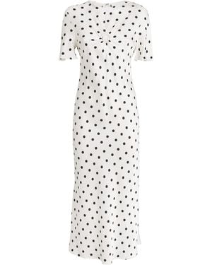 Claudie Pierlot Satin Polka-Dot Maxi Dress - White
