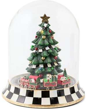 Mackenzie-Childs Christmas Tree Music Box Cloche - White
