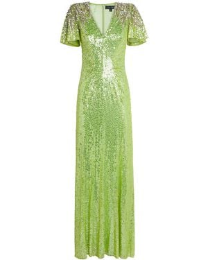Jenny Packham Sequin V-Neck Manon Gown - Green