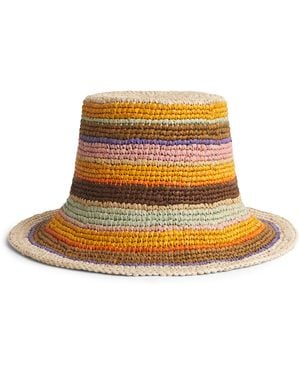 Zimmermann Raffia Stripe Bucket Hat - Orange