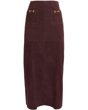 RIXO London Suede Edwina Midi Skirt - Purple