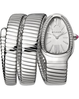 BVLGARI Stainless Steel And Diamond Serpenti Tubogas Watch - Grey