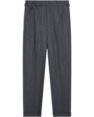 dunhill Wool-Cashmere Flannel Pleated Pants - Gray