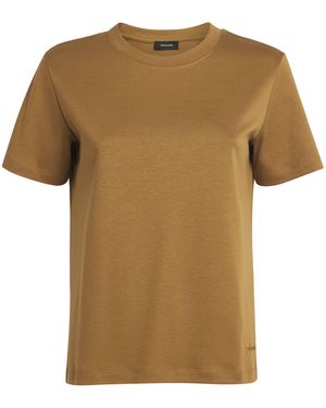Yves Salomon Pima Cotton-Silk Interlock T-Shirt - Brown