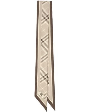 Burberry Silk Check Skinny Scarf - Metallic