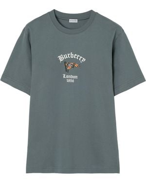 Burberry Cotton Check Flag T-Shirt - Blue