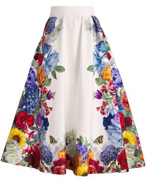Alice + Olivia Stretch-Cotton Earla Midi Skirt - Blue
