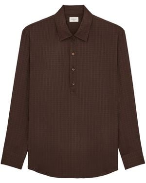 Saint Laurent Silk Polo Shirt - Brown