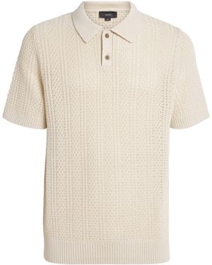 Vince Cotton Crochet Knit Polo Shirt - White