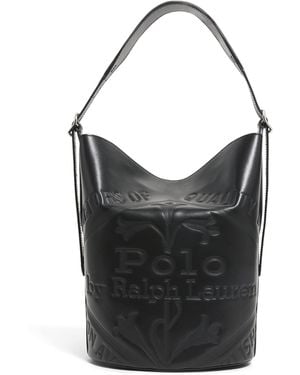 Polo Ralph Lauren Medium Leather Bellport Bucket Bag - Black