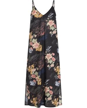 Desmond & Dempsey Organic Cotton Love Print V-Neck Nightie - Black