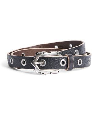 MOLEBO Leather Eyelet Western Belt - Black