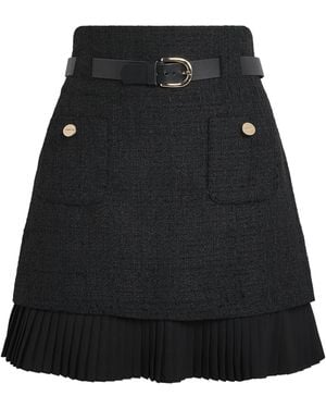 Sandro Tweed Tiered Mini Skirt - Black
