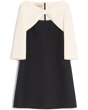 Valentino Silk-Wool Crepe Mini Dress - Black
