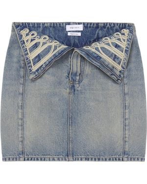McQueen Denim Fold-Over Mini Skirt - Blue