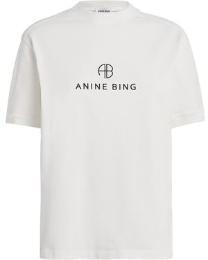 Anine Bing Cotton Monogram T-Shirt - White