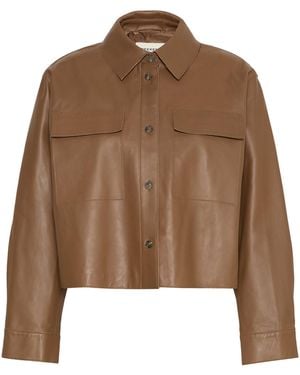 Weekend by Maxmara Leather Cropped Jacket - Brown