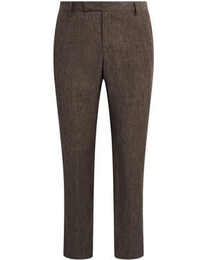 Sunspel Linen Slim Trousers - Grey