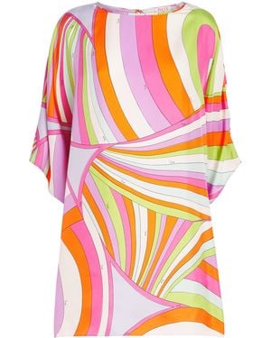 PUCCI Silk Printed Kaftan Mini Dress - Pink
