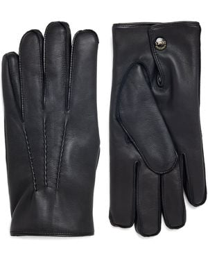 Dents Leather Fur-Lined Gloves - Black