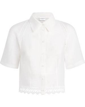 Claudie Pierlot Lace-Trim Cropped Shirt - White