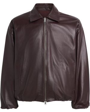 Arma Reversible Backett Leather Bomber Jacket - Brown