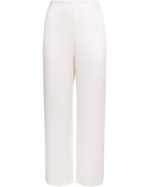 Leset Satin Barb Wide-Leg Pants - White