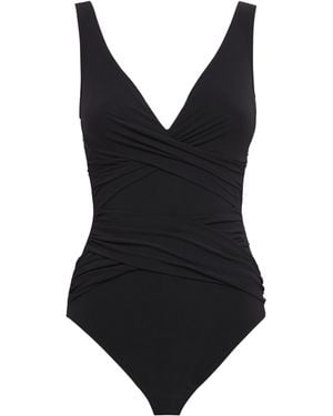 Shan Ruched V-Neck Swimsuit - Black