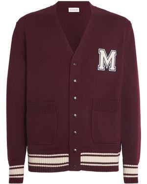 Moncler Virgin Wool Monogram Cardigan - Purple