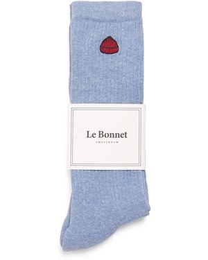 Le Bonnet Cotton-Blend Logo Socks - Blue