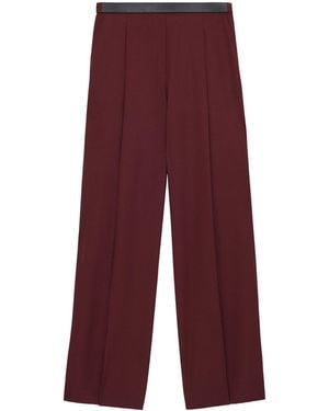 Loewe Wool Leather-Waistband Tailored Trousers - Purple