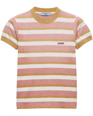 Prada Cotton Bayadere Stripe T-Shirt - Pink