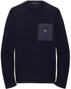 Prada Wool Logo Sweater - Blue