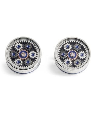 Tateossian Palladium-Plated Septa Gear Cufflinks - White