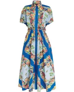 Maje Cotton Floral Midi Dress - Blue