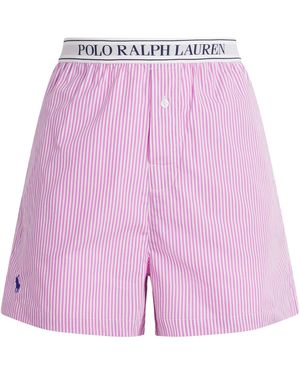 Polo Ralph Lauren Cotton Stripe Logo Pyjama Shorts - Purple