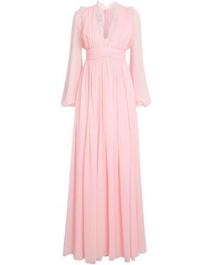 Giambattista Valli Silk Lace-Trim Maxi Dress - Pink