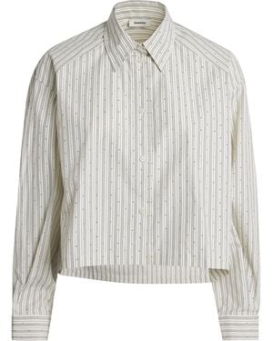 Sandro Rhinestone-Embellished Stripe Shirt - Grey