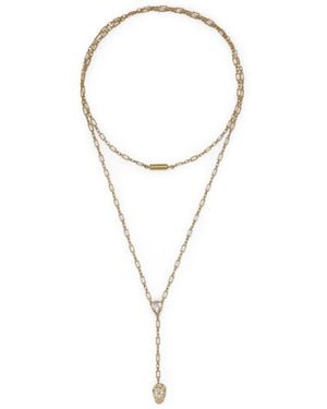 McQueen Pavé Skull Chain Necklace - White