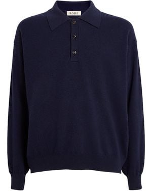 Rohe Wool-Blend Knitted Polo Shirt - Blue