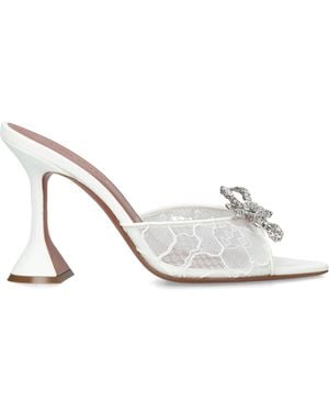 AMINA MUADDI Lace Embellished Rosie Heeled Mules 95 - White