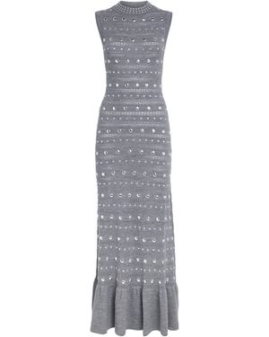 Sandro Wool-Blend Studded Maxi Dress - Grey