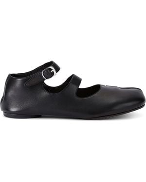 Maison Margiela Leather Tabi Strap Ballerina Flats - Black