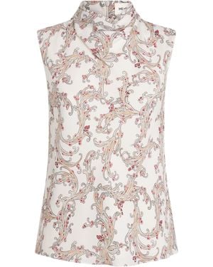 ME+EM Silk Printed Sleeveless Top - White