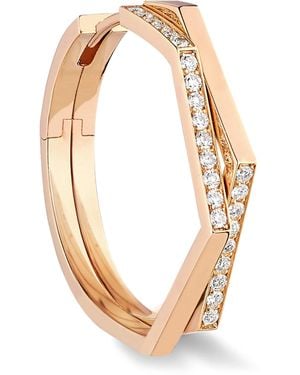 Repossi And Diamond Antifer Hoop Earrings - Metallic