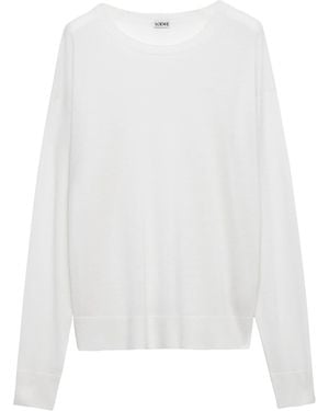 Loewe Wool-Blend Extended-Sleeve Sweater - White