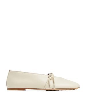 Bottega Veneta Lambskin Rosa Ballet Flats - White