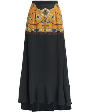Etro Silk Printed Midi Skirt - Black