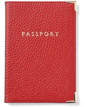 Aspinal of London Leather Passport Cover - Red